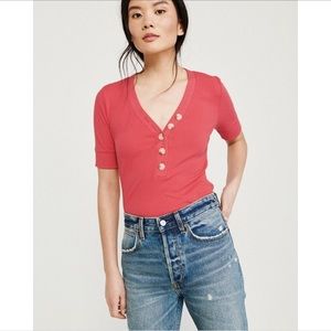 Abercrombie & Fitch Short Sleeve Ribbed Henley